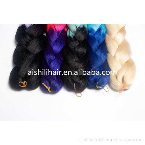 Aishili wholesale 64inches 165g extensions pre stretched synthetic Expression ombre jumbo crochet braiding hair